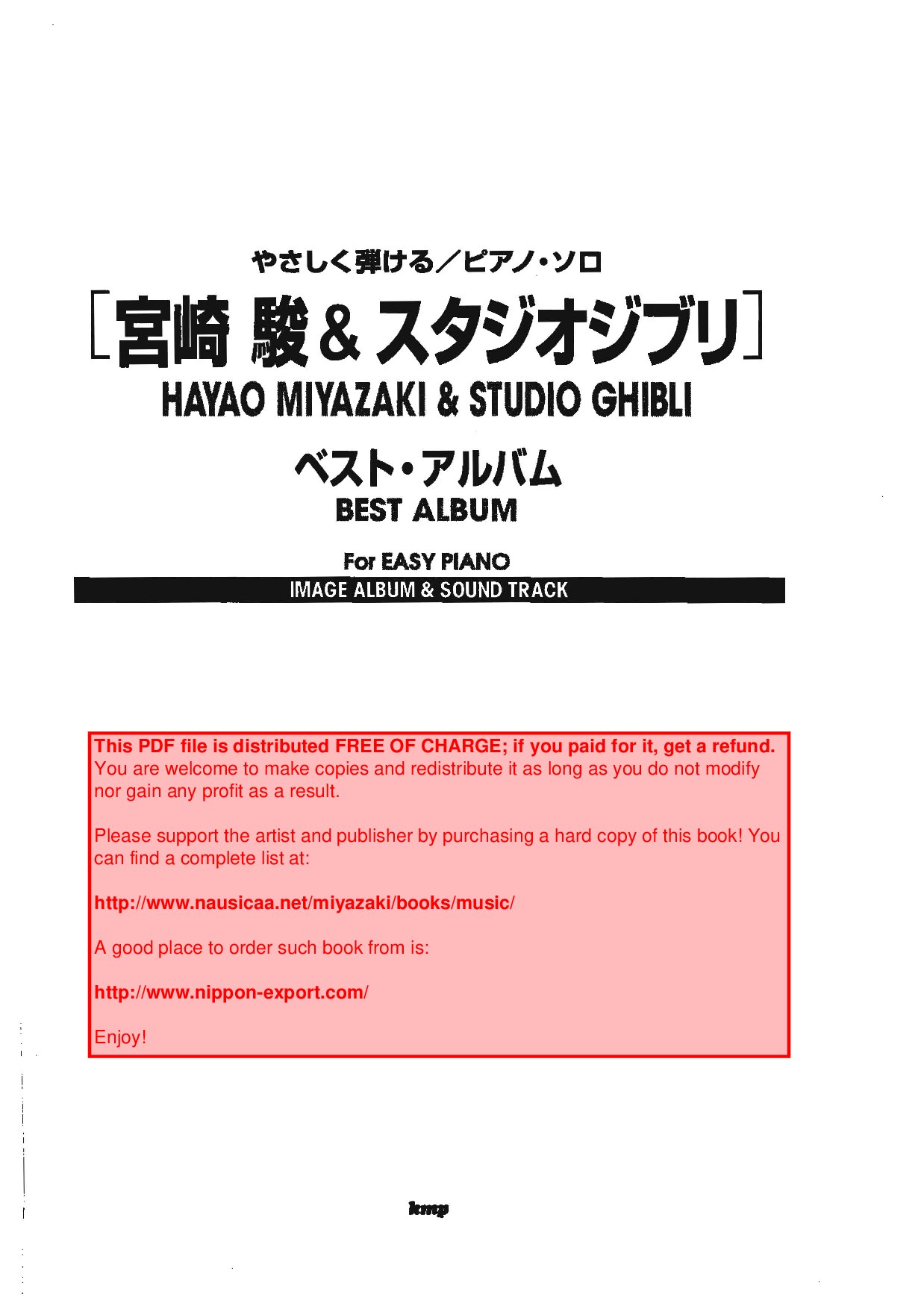 Best Album. For Easy Piano by Miyazaki Hayao  Studio Ghibli. (z-lib.org)