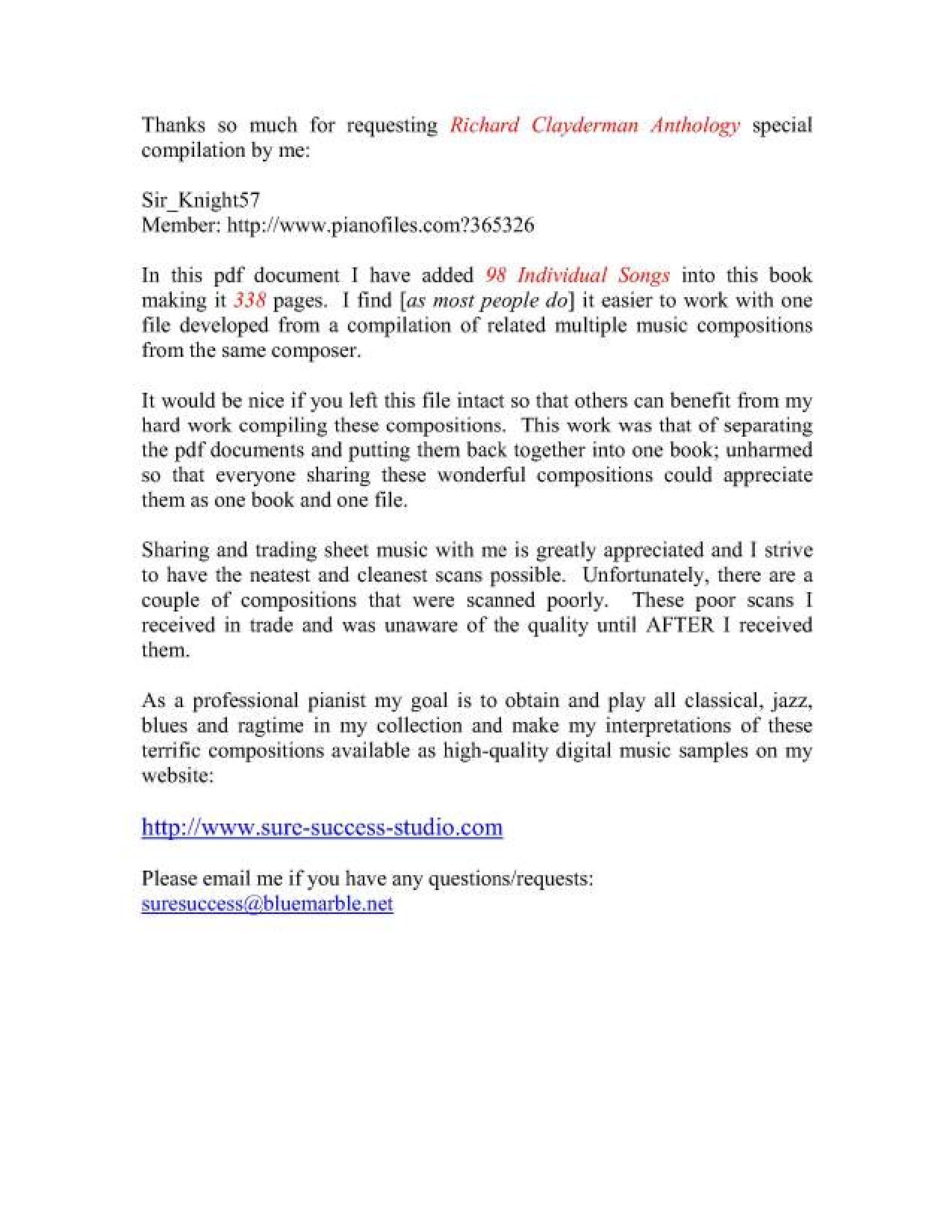 98 Anthology Collection (Richard Clayderman)